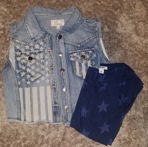 American flag jean vest and stars tank